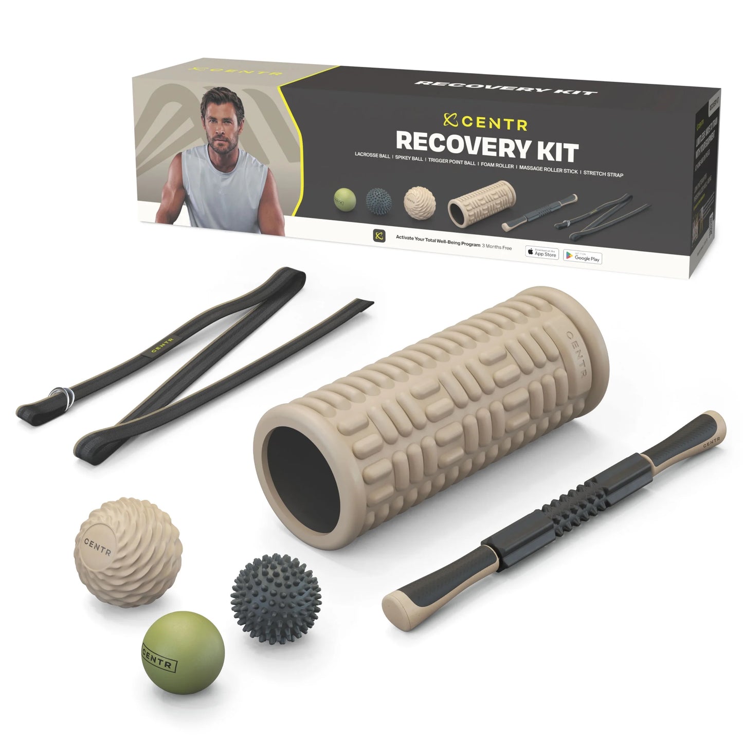 Recovery Kit by Chris Hemsworth: 6-Piece Set for Sore Muscle Relief with 3-Month Membership